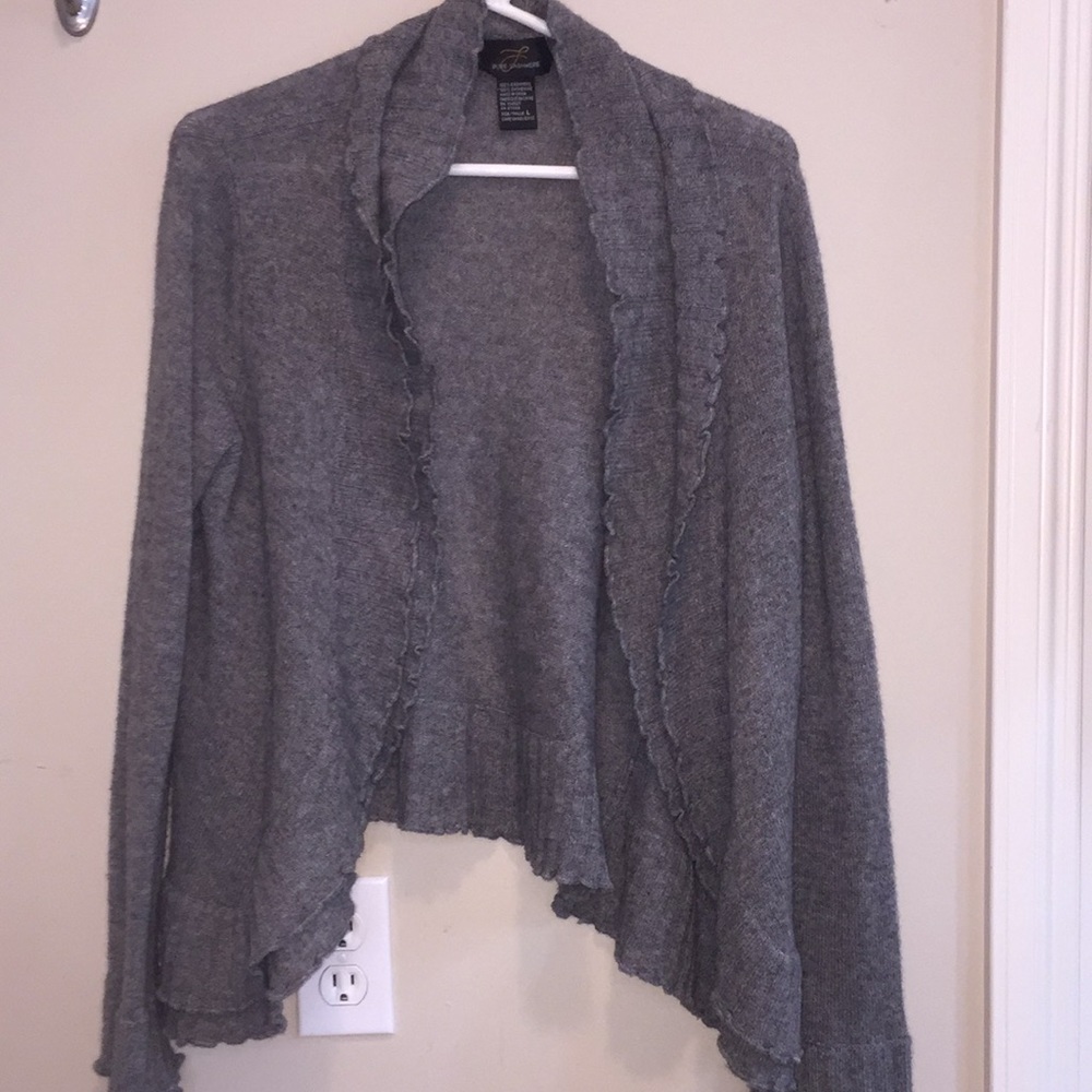 Pure Cashmere Grey Ruffled Cardigan